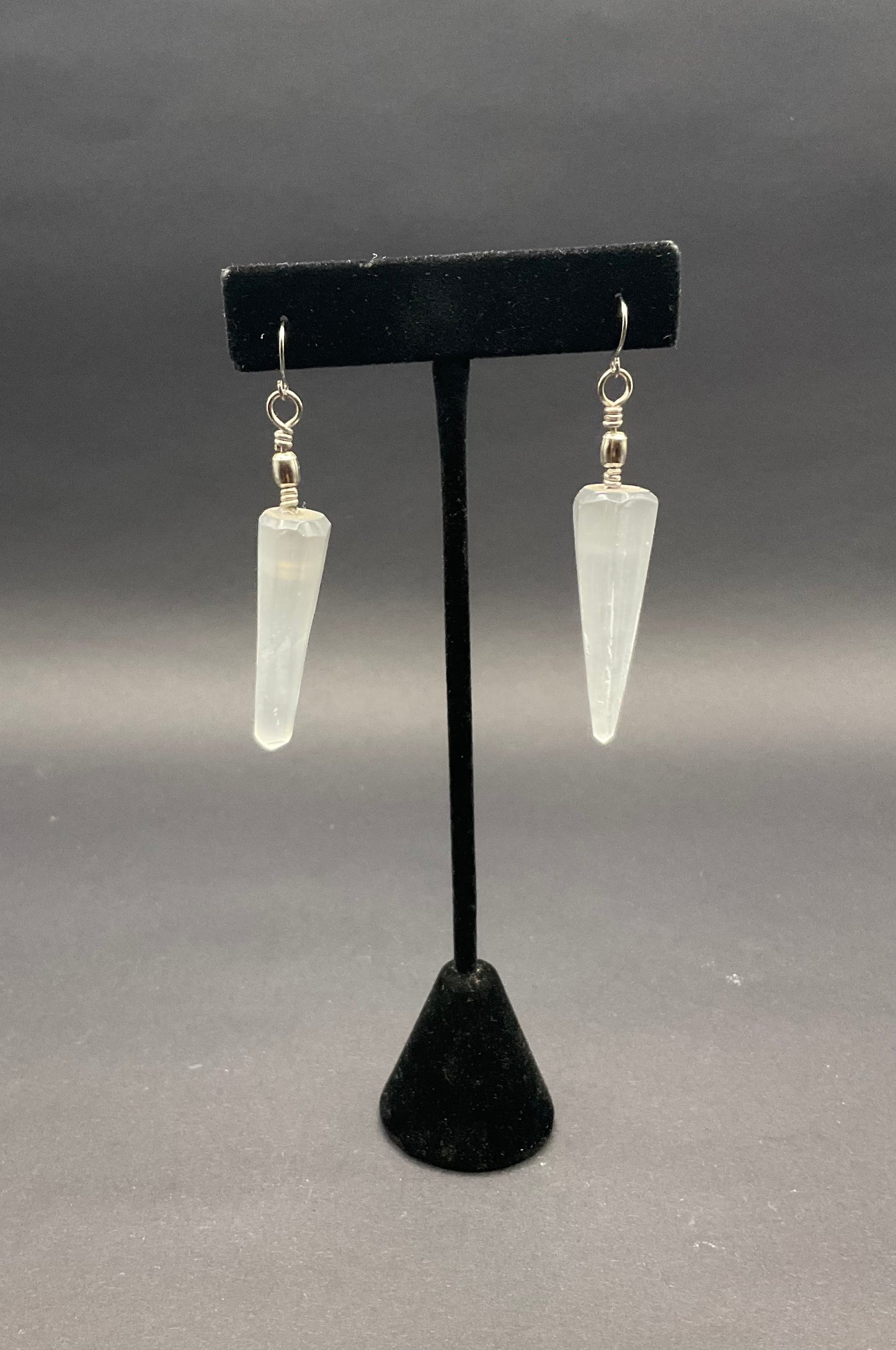 Selenite Earrings Pendelum