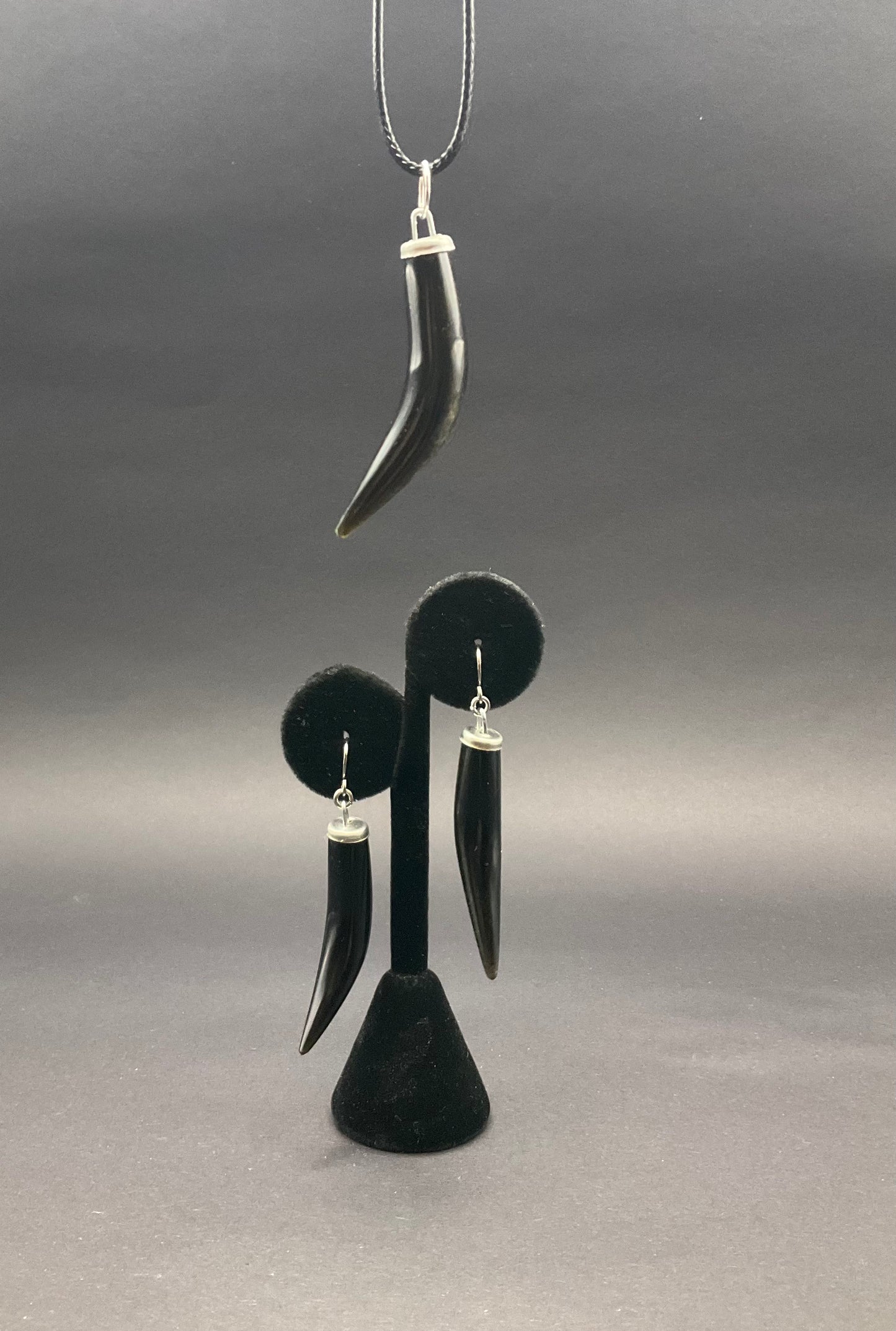 Obsidian Earrings & Pendant set