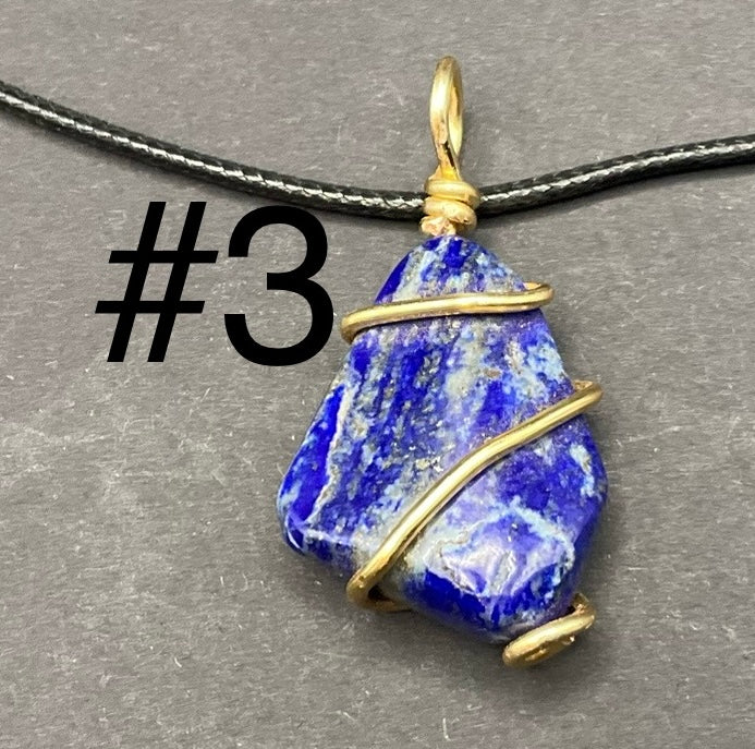 Lapis Lazuli Pendant #01 Wire Wrapped