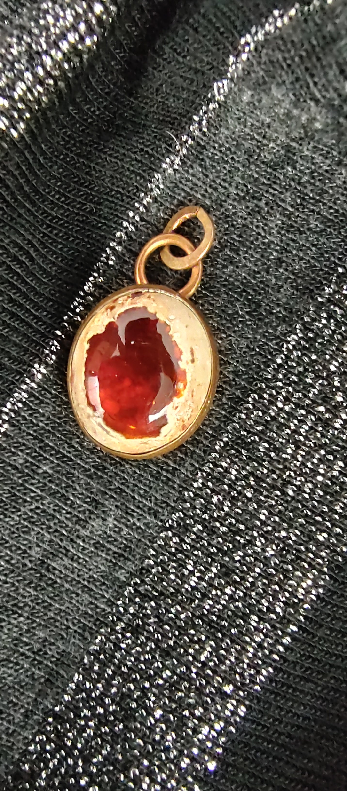Opal Pendant #44 Red on Copper