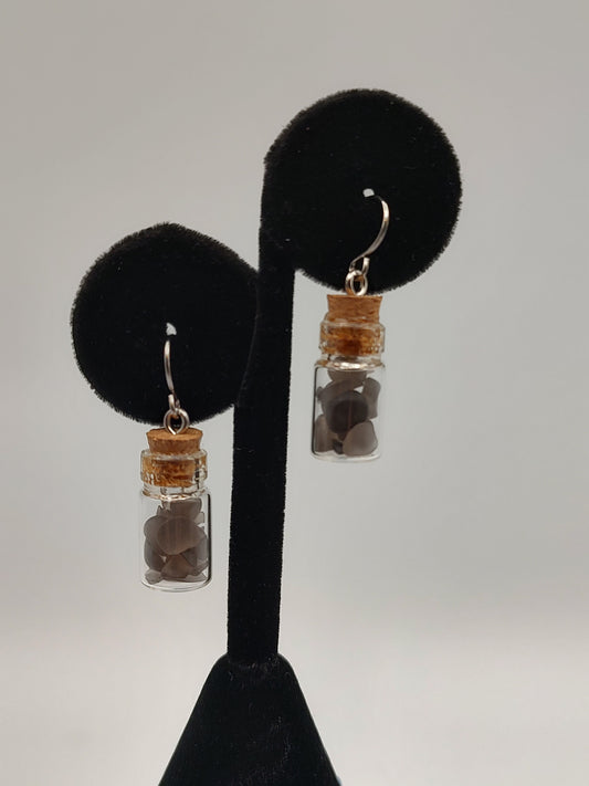 Obsidian Earrings Vials
