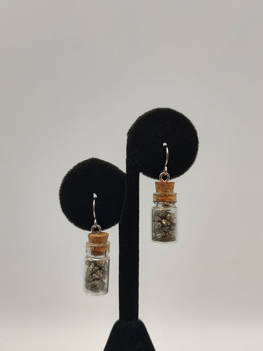 Pyrite Earrings Vials