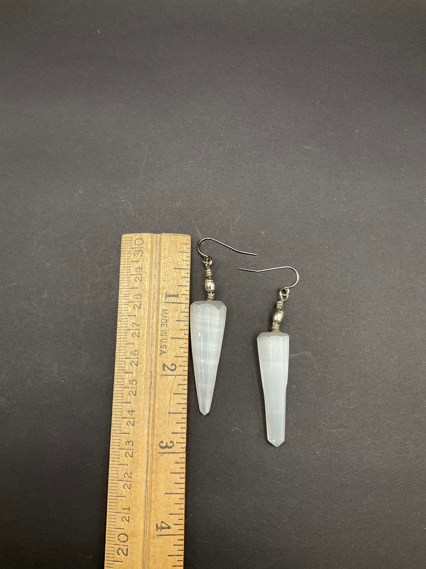 Selenite Earrings Pendelum