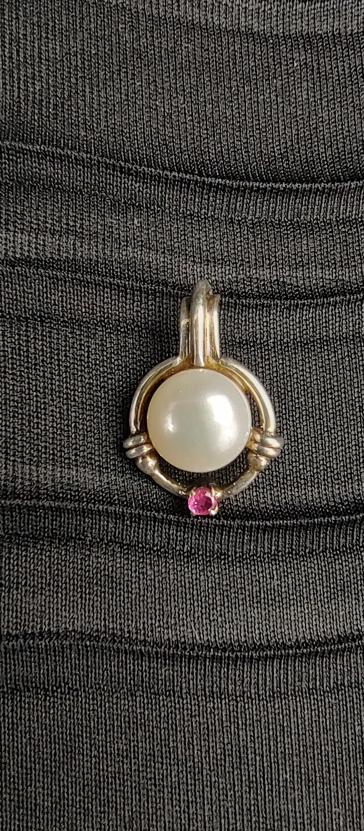Pearl with Ruby on Silver