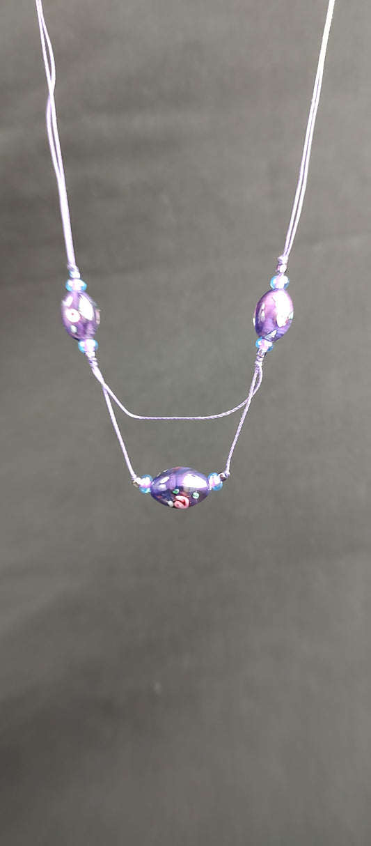 Flower Bead Glass Necklace