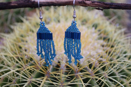 Blue Beaded Earrings